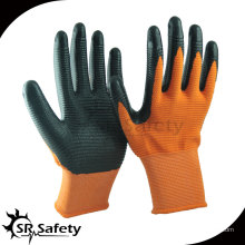 13-дюймовые трикотажные оранжевые черные нитриловые перчатки с покрытием U3 / строительные перчатки